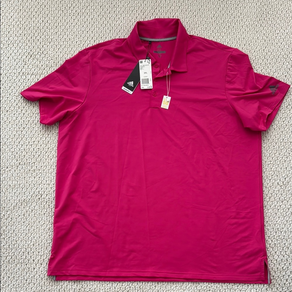 NWT Adidas Pink Polo Golf Shirt Classic Sporty Design